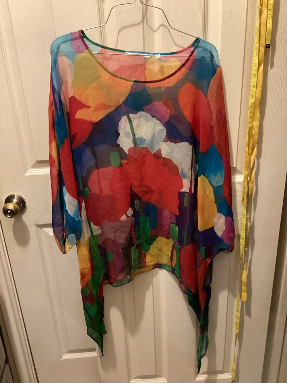 Soft Surroundings Vibrant Multicolor Floral Sheer Tunic